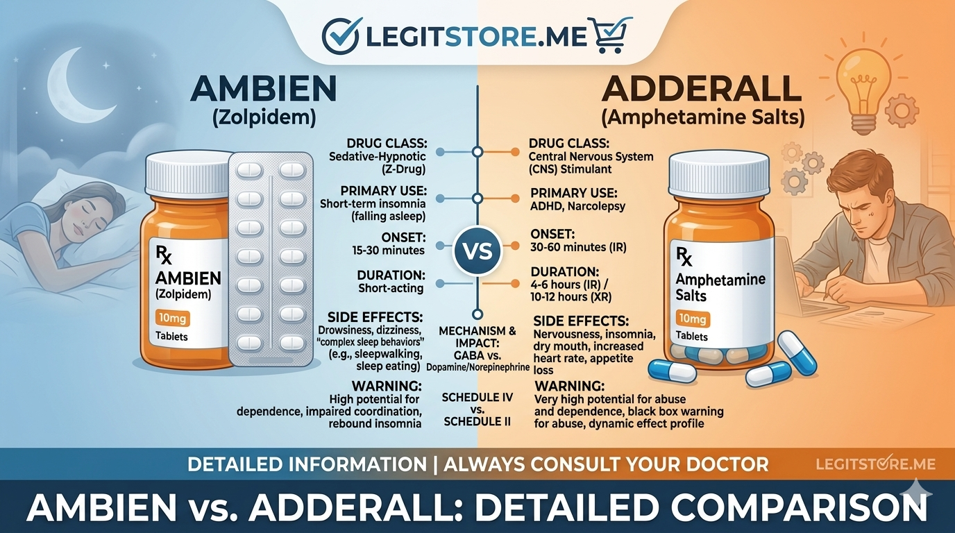 Ambien vs. Adderall-Give Detailed Information